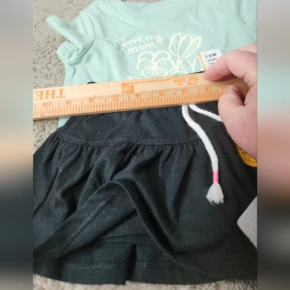 Toddler's 3 Pieces Of Green Top, Black Skort & Pink Shorts - Cat & Jack - 12 Mo